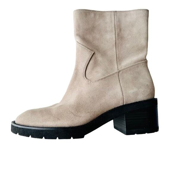 Stuart Weitzman Boulevard Moto Bootie Tan Size 10 NEW Suede Leather Lug Sole - Picture 4 of 9